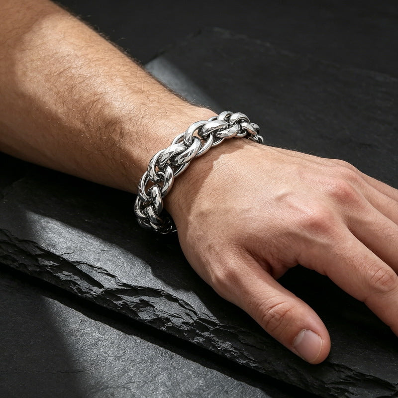 11mm Hammer Twist Twist Chain With Extension Chain Stainless Steel Men's Bracelet