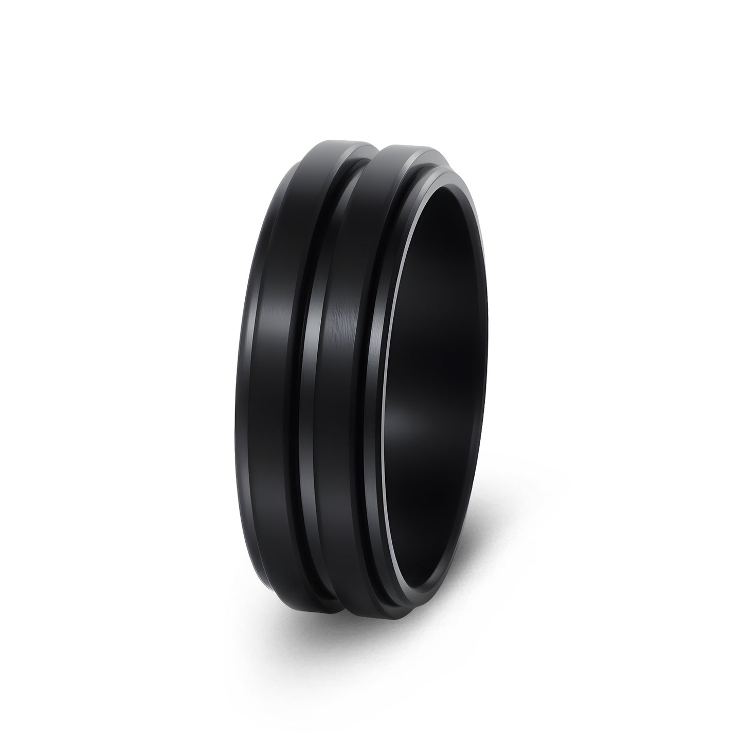 Planderful Two Tone Rotating Ring Stress Relief Unisex Titanium Steel Decompression Jewelry