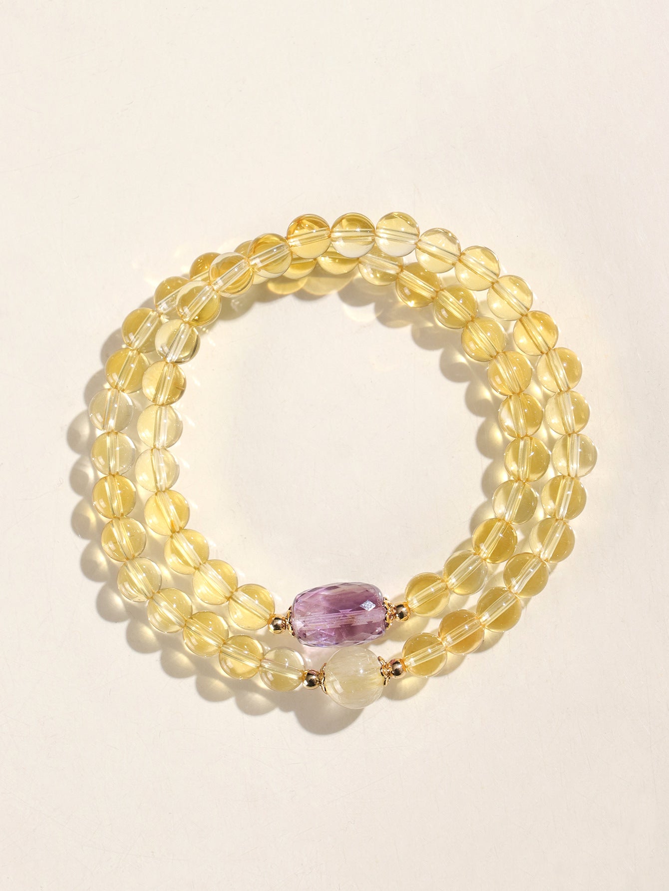 Planderful Fortune's Favor Bracelet – Elegant Double Circle Design with Golden Tiger Eye and Amethyst