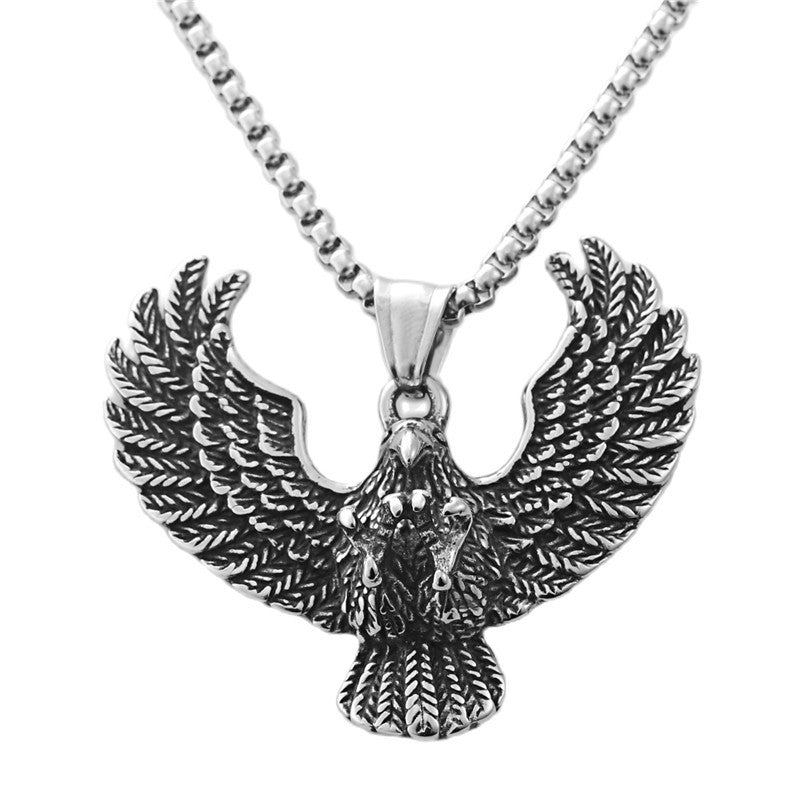 Personalized Titanium Steel Eagle Wings Necklace - Retro Punk Style for Men