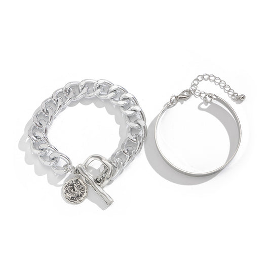 Planderful Vienna Verve Hollow Double Ring Bracelet Spring Opening Irregular Bead Stack For Women Statement Jewelry
