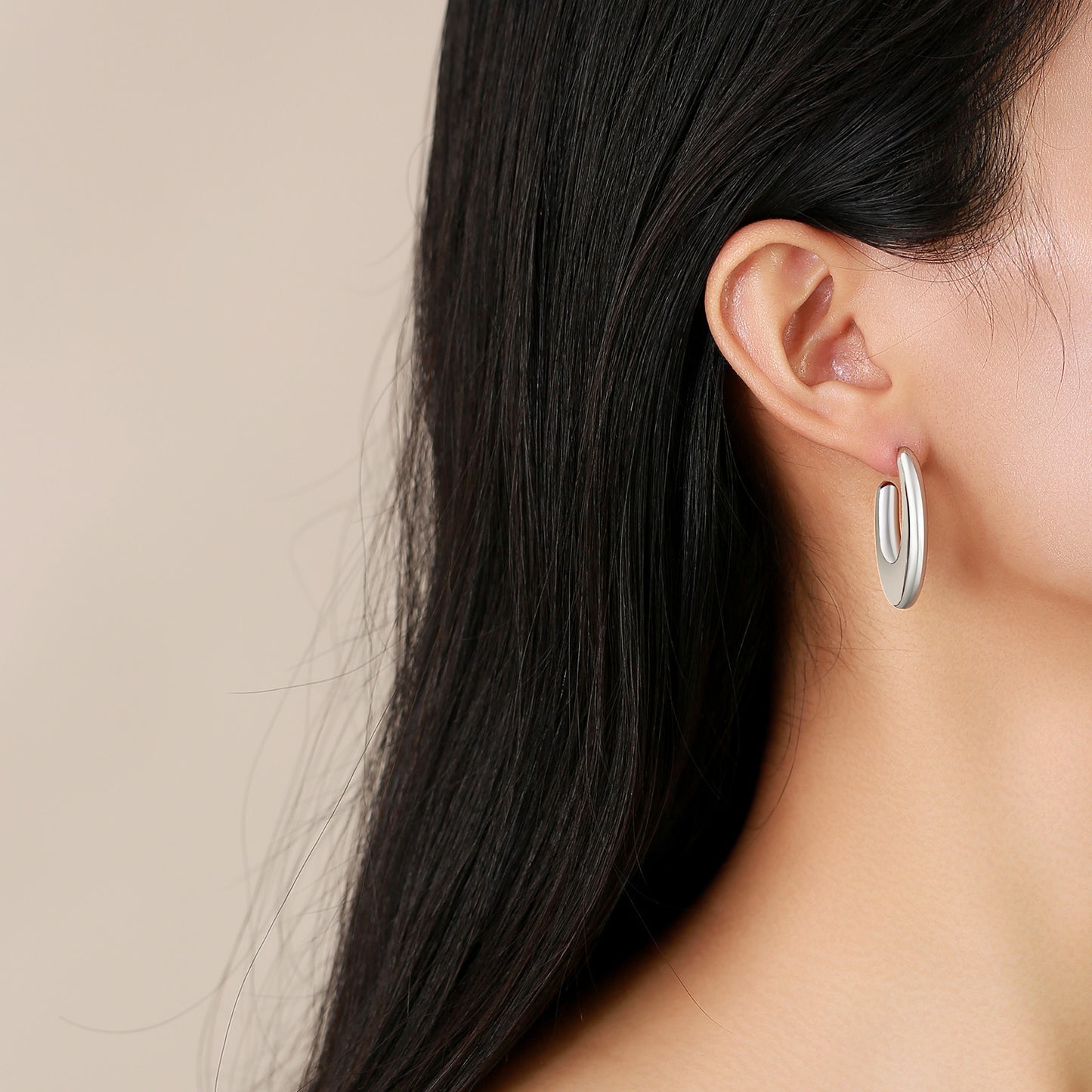 Stainless Steel Hollow Geometric Earrings Women's Gold Steel