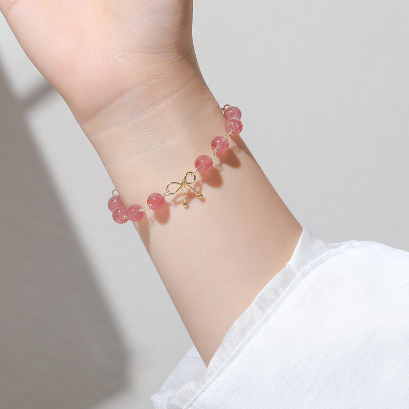 Fortune's Favor Strawberry Crystal Bow Bracelet