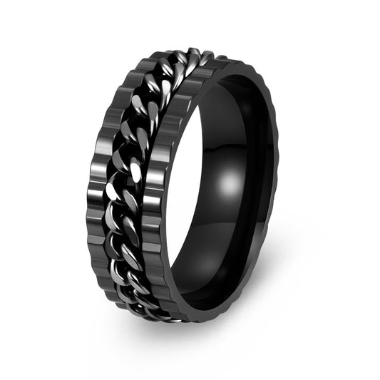Planderful Everyday Genie Stainless Steel Ring For Men Unisex Retro Wind Gear Chain Statement