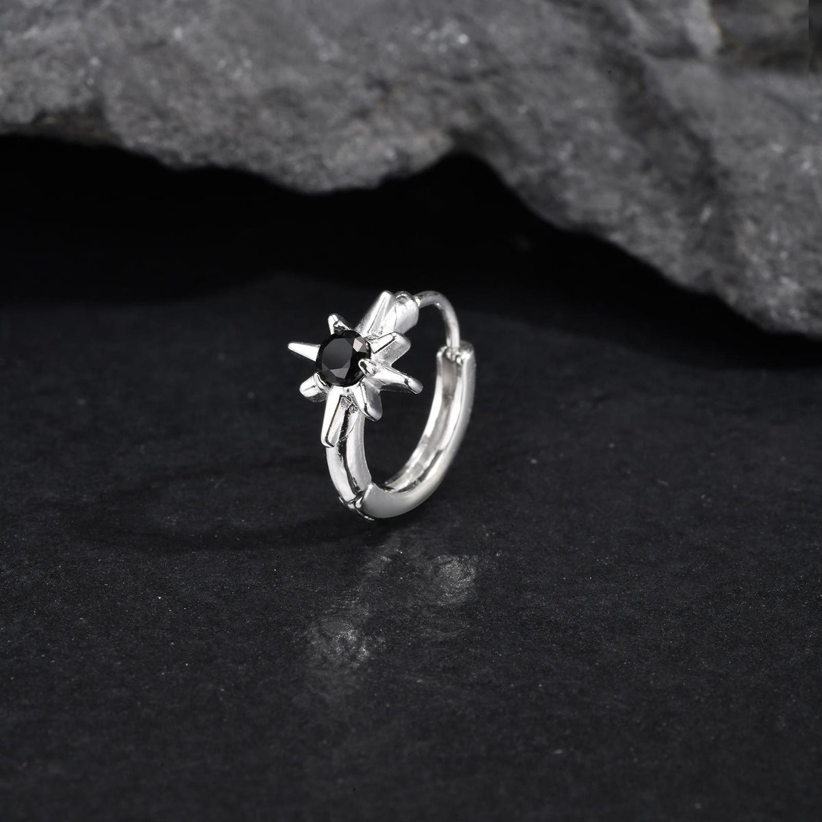 Stainless Steel Zircon Black Earrings