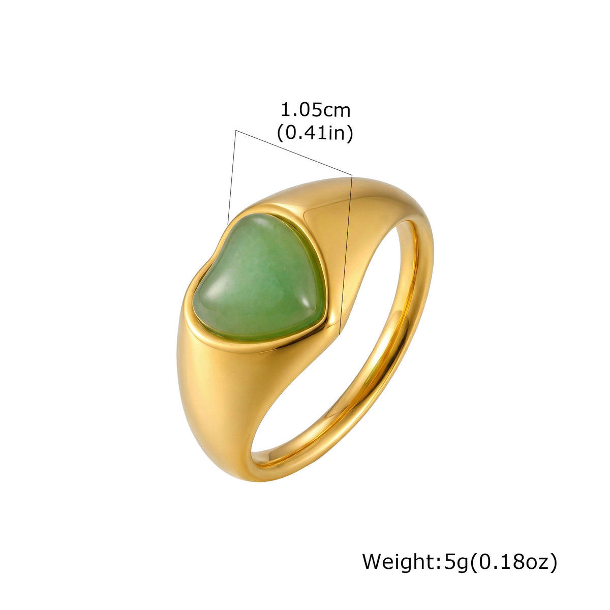 Stainless Steel Water Drop Natural Tiger's Eye Stone Oval Heart-Shaped Dongling Jade Ring