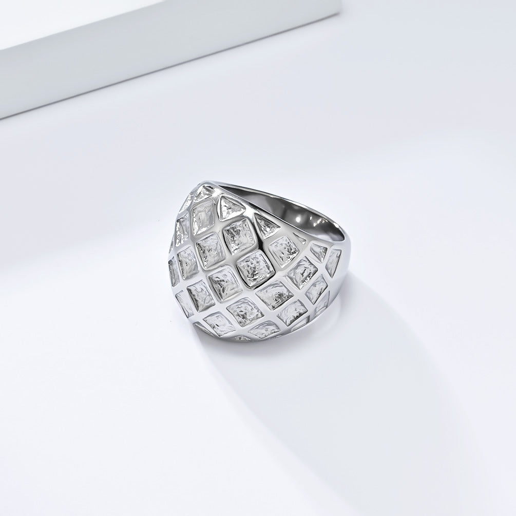 Planderful Everyday Genie Gold Plated Honeycomb Titanium Steel Ring For Daily Wear