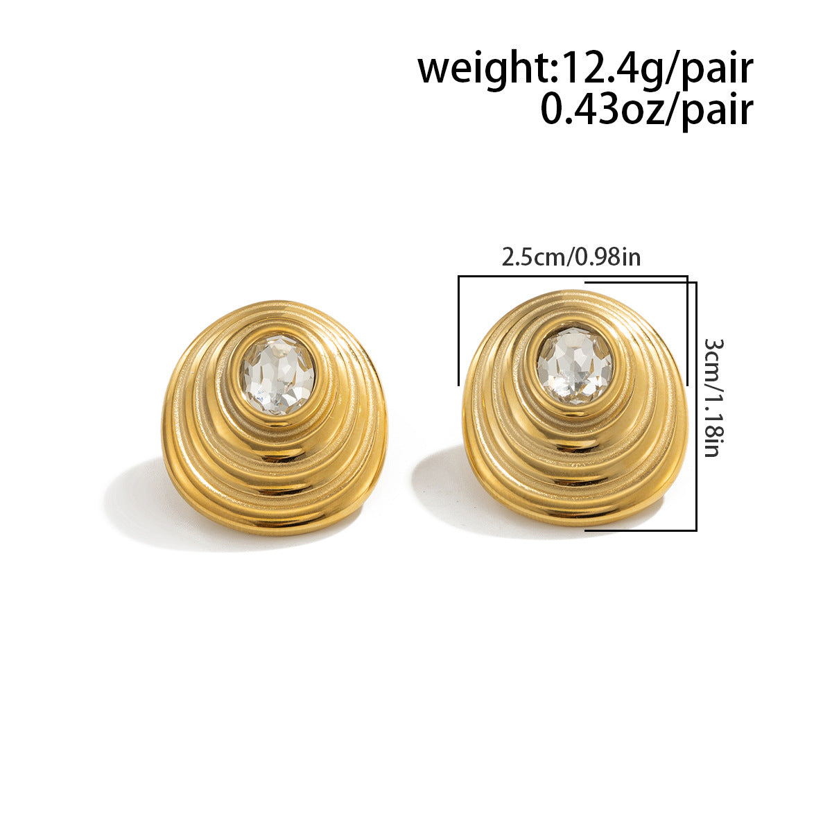 Stainless Steel Stud Earrings For Women By Planderful Vienna Verve Geometric Retro Texture Statement