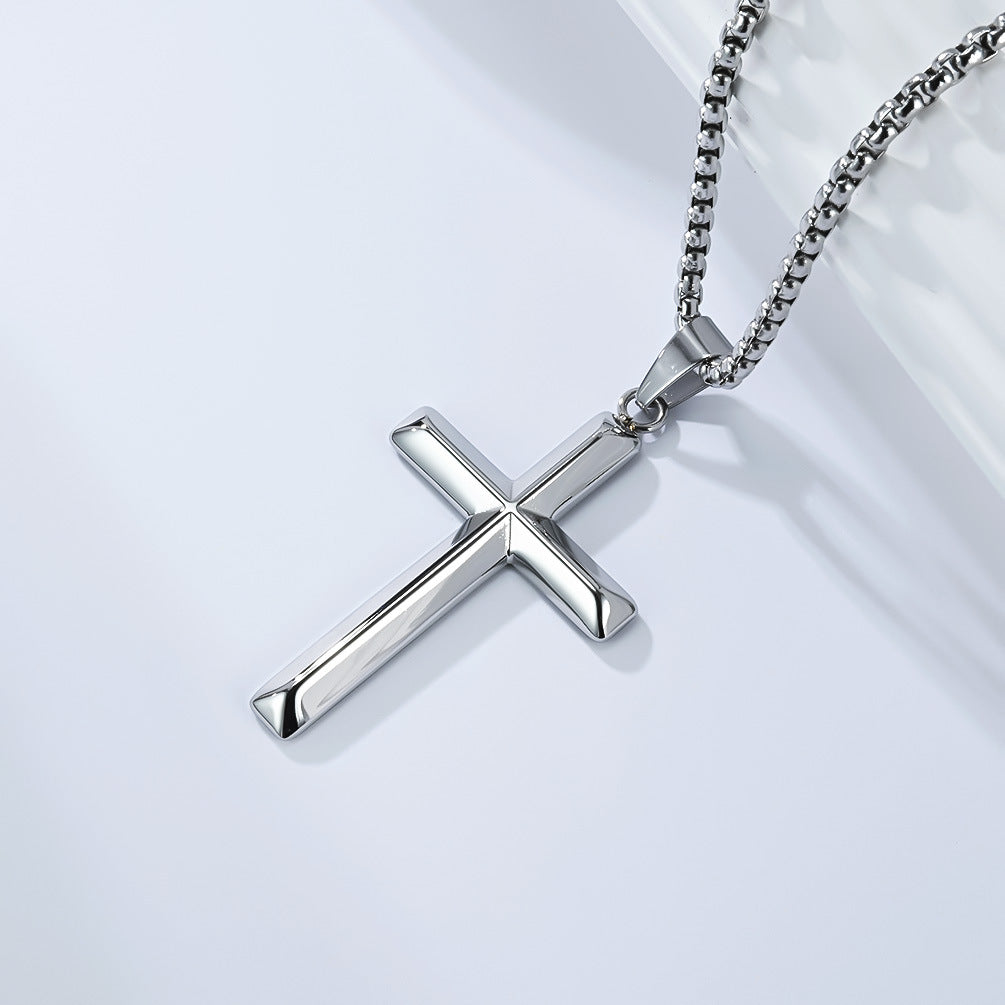 Stainless Steel Cross Necklace Planderful Everyday Genie Unisex Premium Glossy Rhombus Pendant