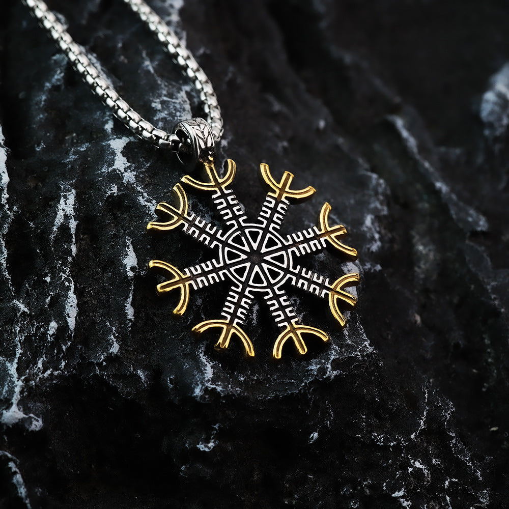 Nordic Vintage Men's Pendant Stainless Steel Viking Compass Necklace