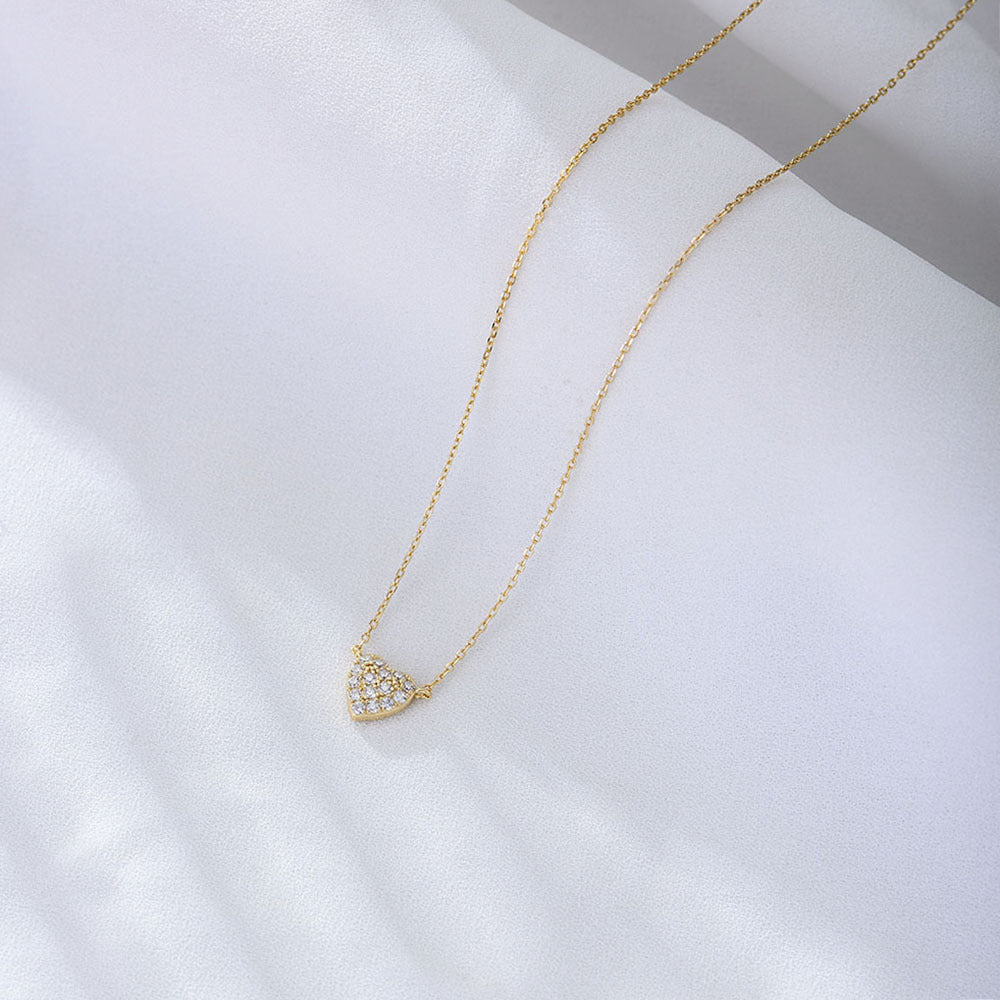 S925 Sterling Silver Heart-Shaped Micro-Inlaid Zircon Necklace Japanese Sweet Full Love Wholesale