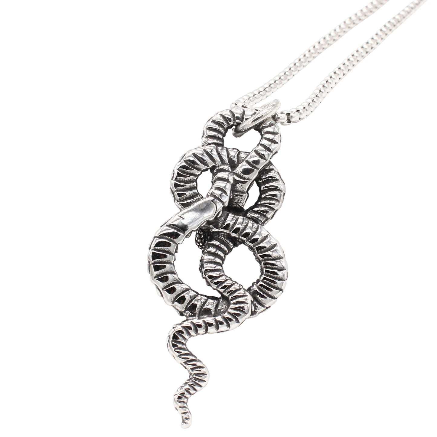 Planderful Jewelry Men's Titanium Steel Snake Pendant Retro Style Personalization Necklace