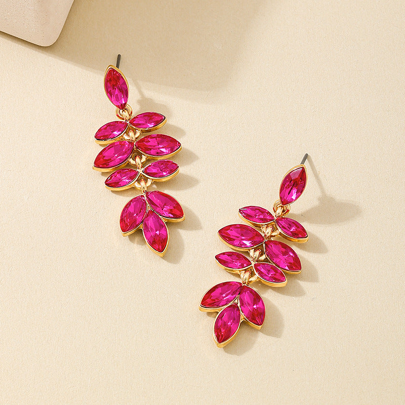 Planderful Vienna Verve Earrings – Stylish Metal Color Rose Red Leaf Design