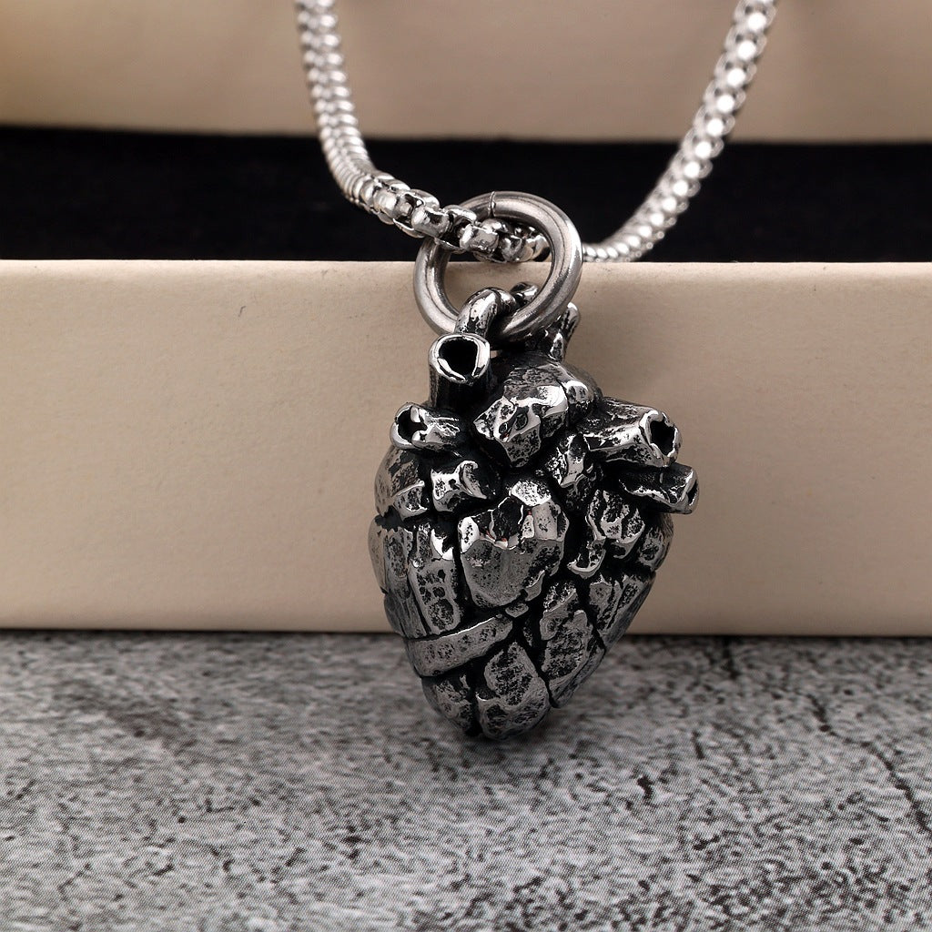 Punk Heart Stainless Steel Pendant Necklace