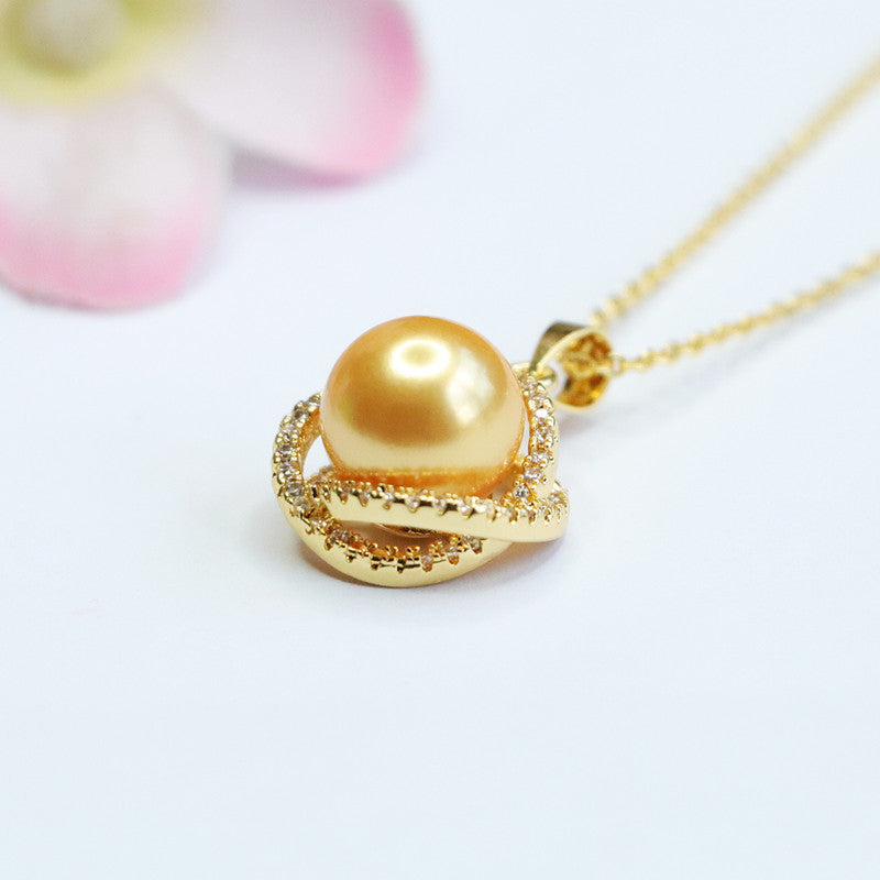 Champagne Shell Pearl Nest Pendant — No Chain