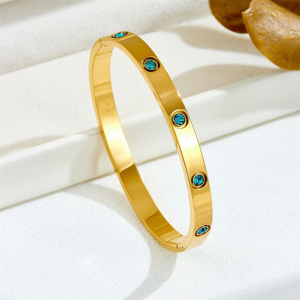 Planderful Jewelry Stainless Steel Zircon Open Bracelet For Women European Inspired Minimalist Luxury