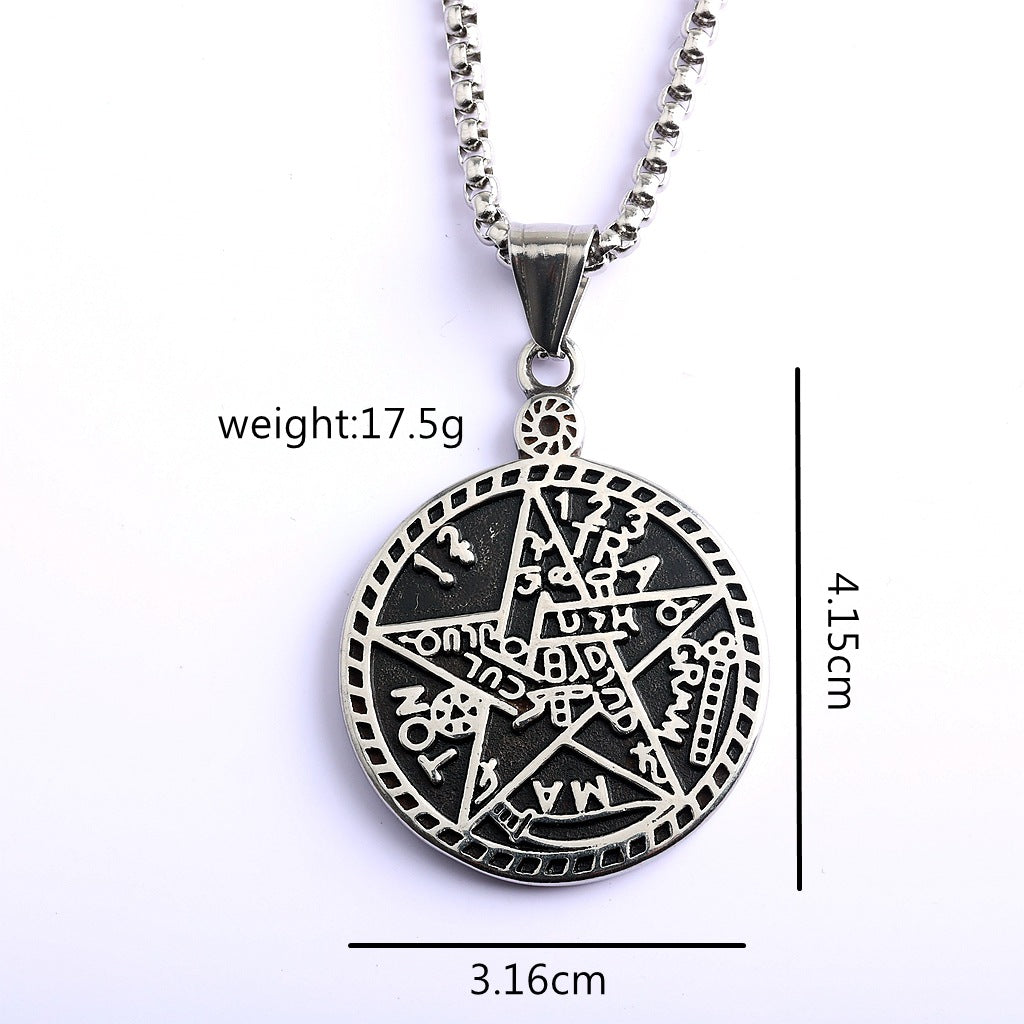 Vintage Single-Sided Stainless Steel Pendant Necklace