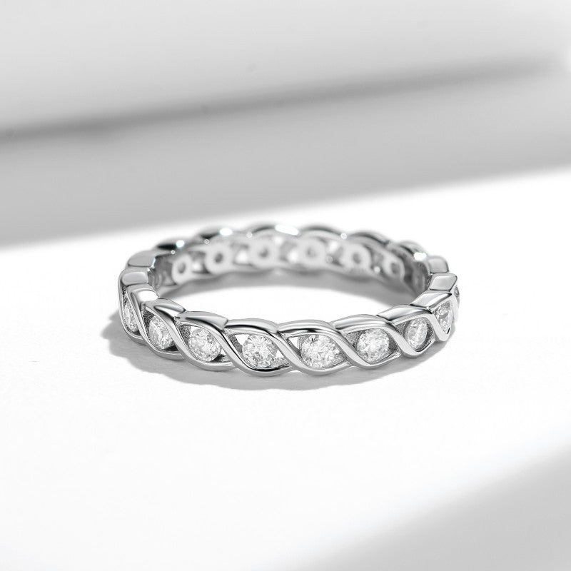 Summer Jewelry 925 Sterling Silver Moissanite Eternity Ring