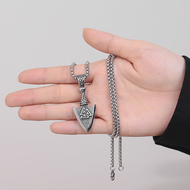 Steel Necklace – Elegant Celtic Knot Arrow Pendant For Men By Planderful Everyday Genie Collection
