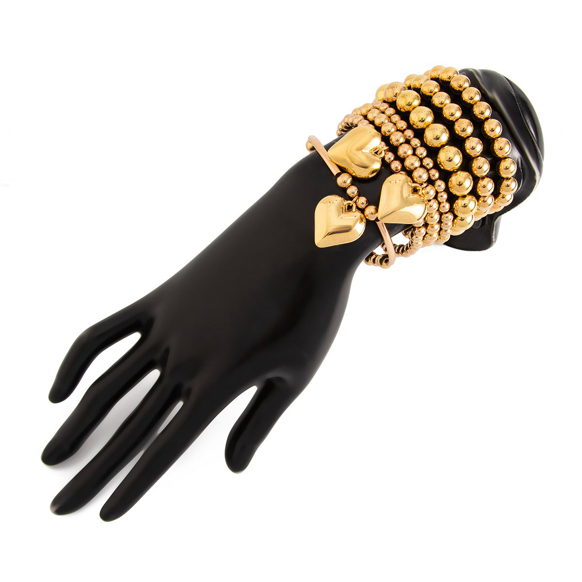 Planderful Vienna Verve Beaded Love Pendant Bracelet For Women European American Stacked Metal Statement