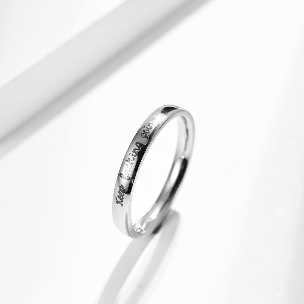 Engraved Laser Keep Fucking Going Self-Motivation Motto Stainless Steel Ring