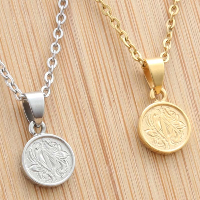 Punk Style Titanium Steel Gold Coin Necklace for Men - Retro Round Pendant by Planderful