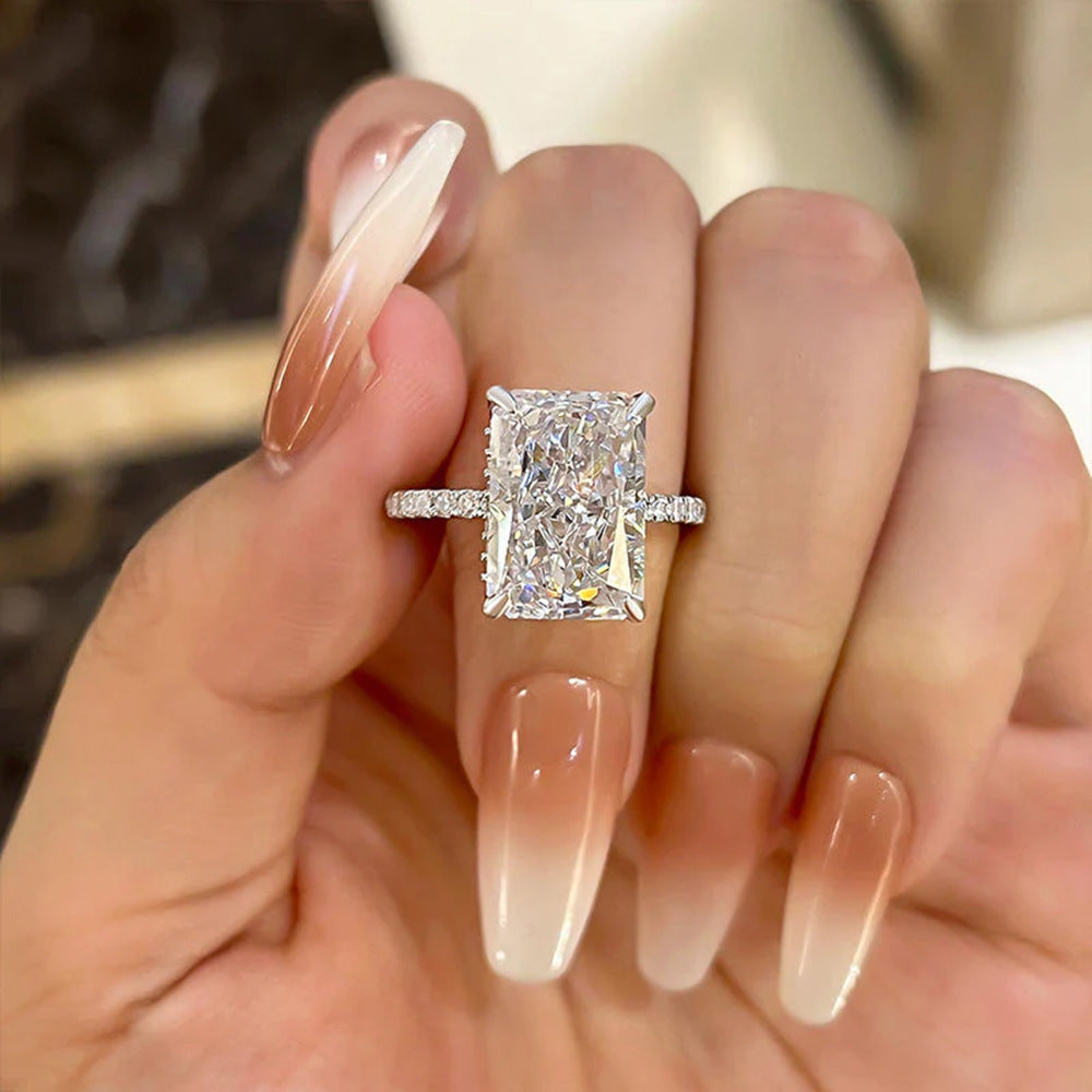 925 Sterling Silver 7 10mm Ice Flower Cut High Carbon Zircon Ring