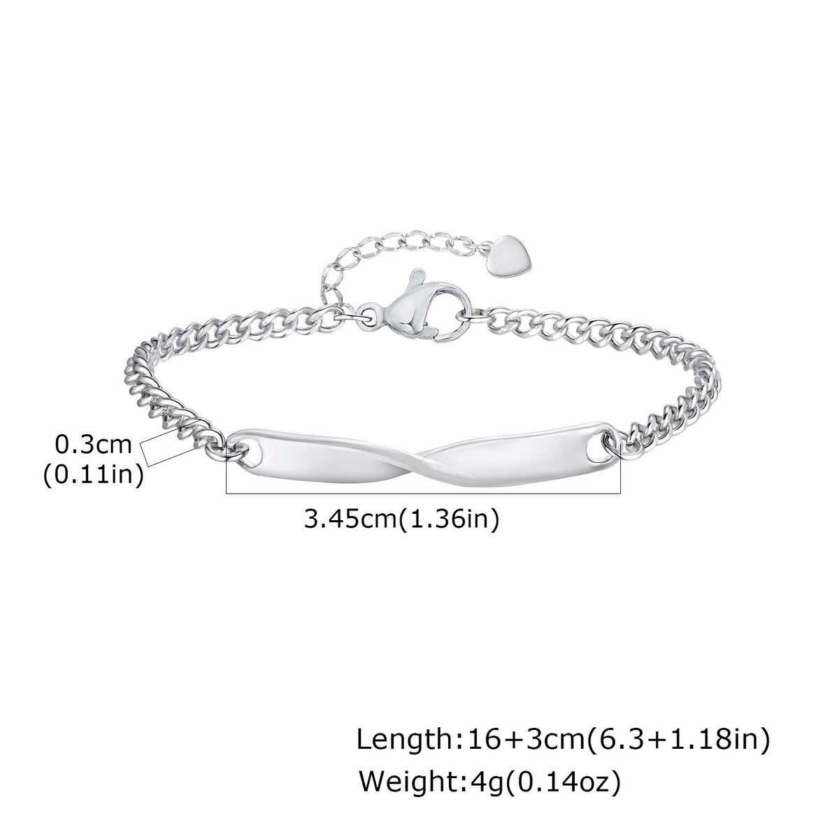 M Bius Couple Significant Stainless Steel Bracelet Unisex