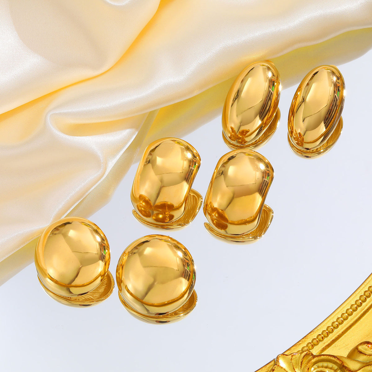 Gold-Tone Sculptural Stud Earrings — Multiple Styles