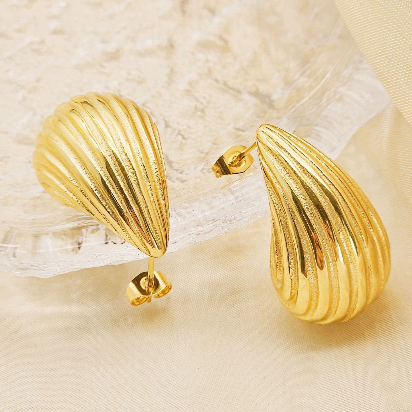 Planderful Stainless Steel Drop Earrings Striped Elegant European American Design For Modern Fashion Lovers