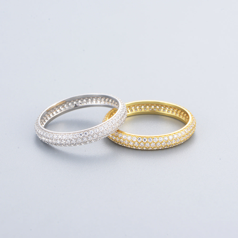 925 Sterling Silver, The Whole Circle Is Full Of Zircon, Slightly Inlaid Zircon Ring
