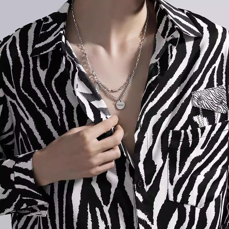 Planderful Jewelry Everyday Genie Men's Steel Necklace With Water Ripple Pendant Hip Hop Style