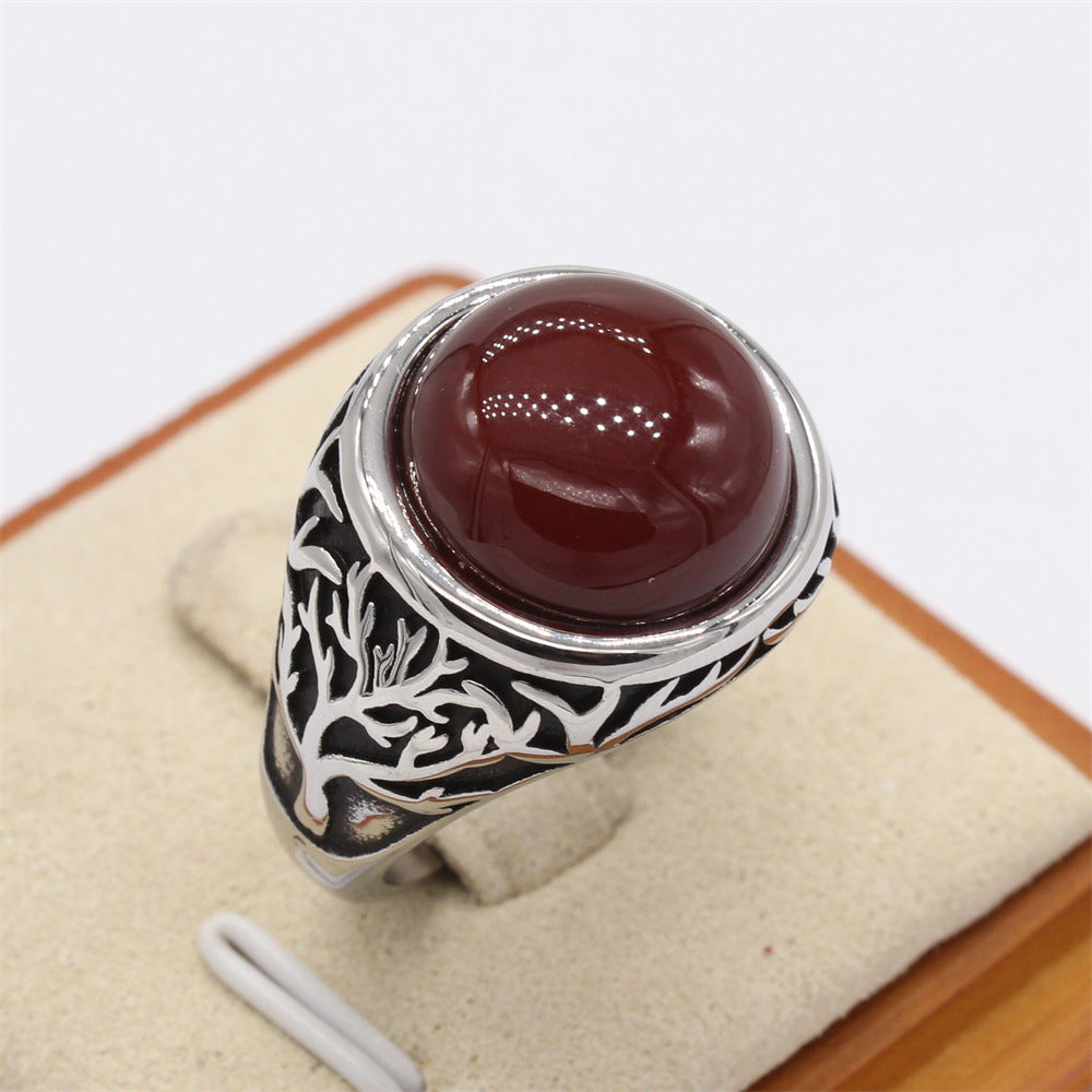 Titanium Steel Ring Unisex Vintage Life Tree Palace Style Protection Statement Jewelry Planderful