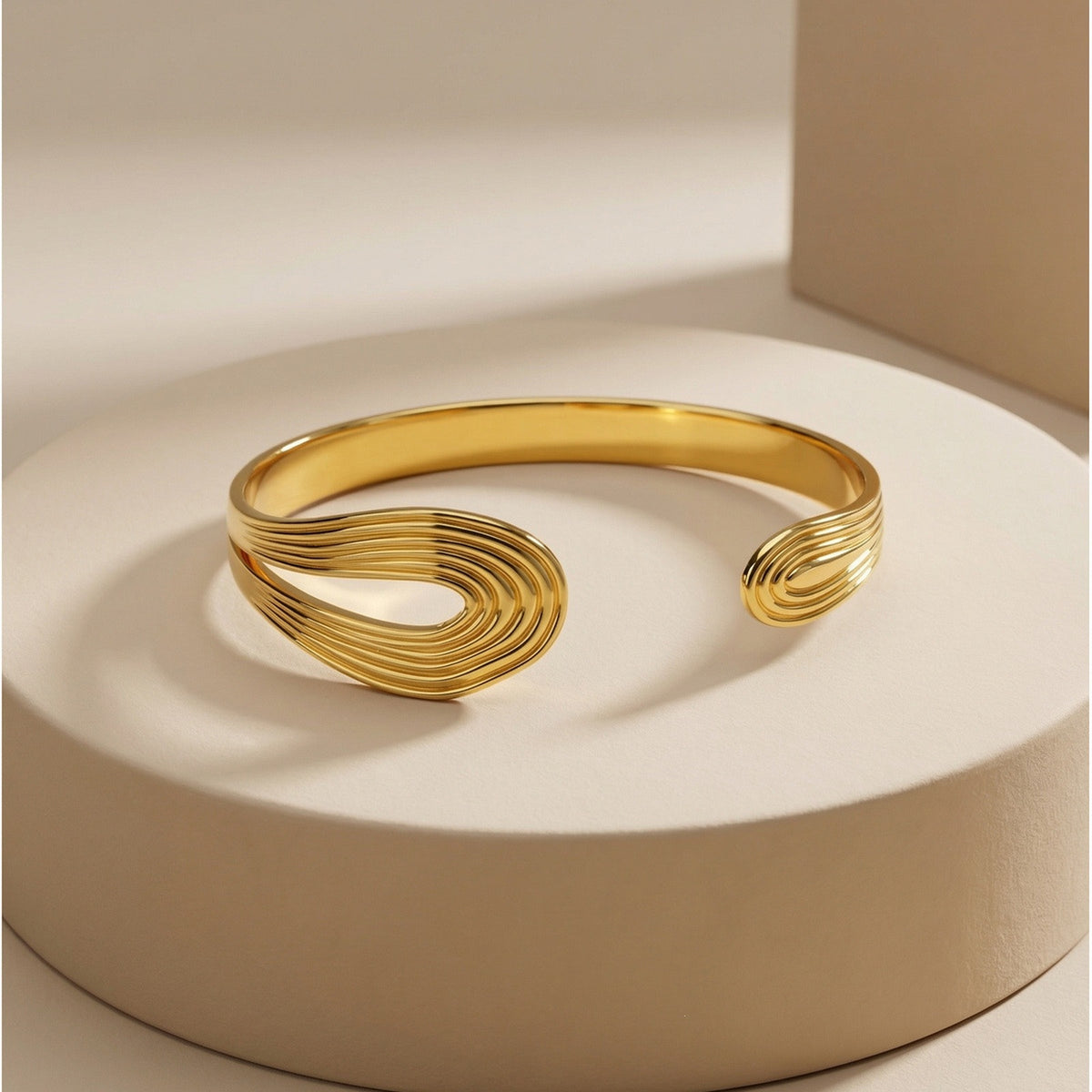 Textured Adjustable Stainless Steel Bracelet for Women