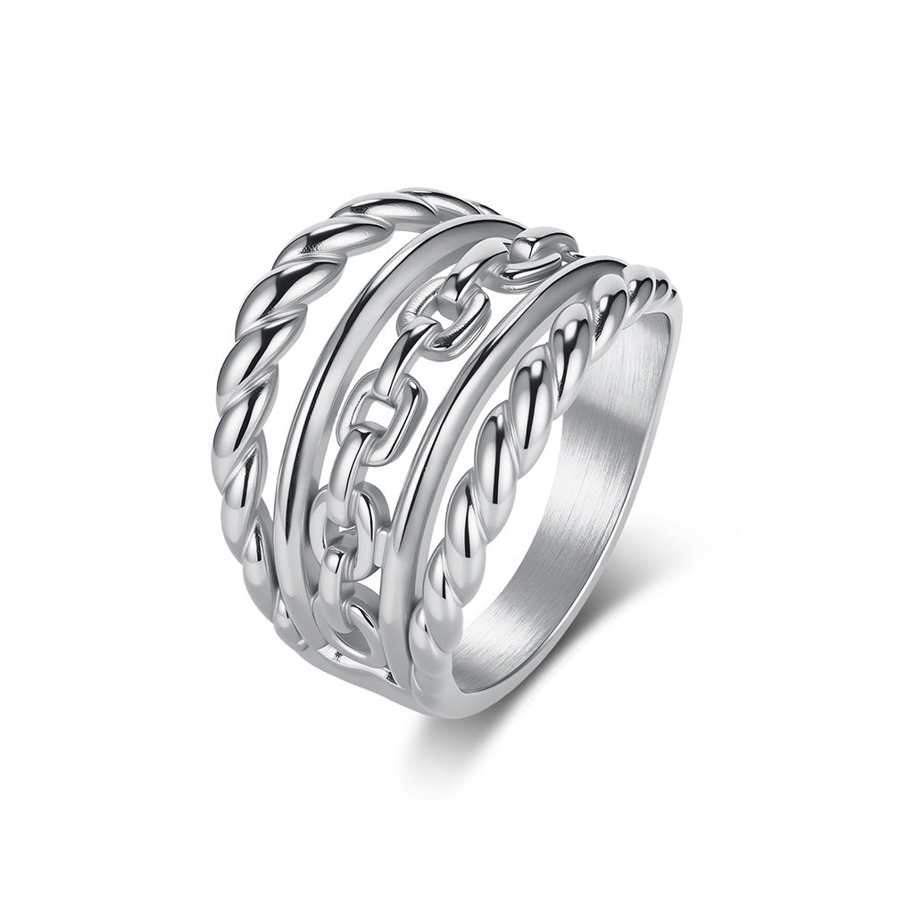 Twist Woven Chain Ring Unisex Stainless Steel