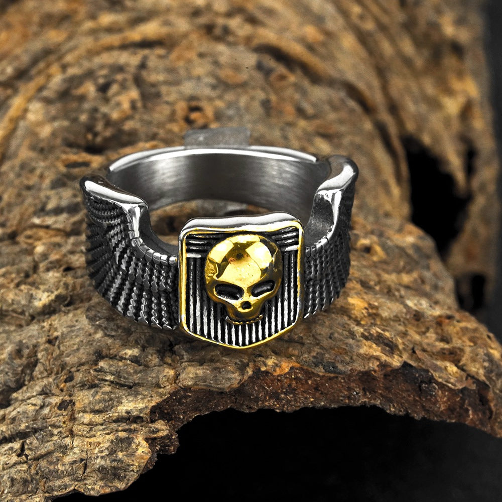 European And American Jewelry Wholesale Men's Titanium Steel Ring Retro Punk Skull Ring Non-Rusty And Non-Allergic