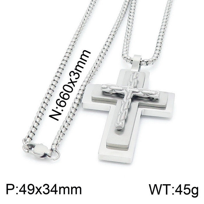 Planderful Cross Necklace for Men Stainless Steel MultiLayer