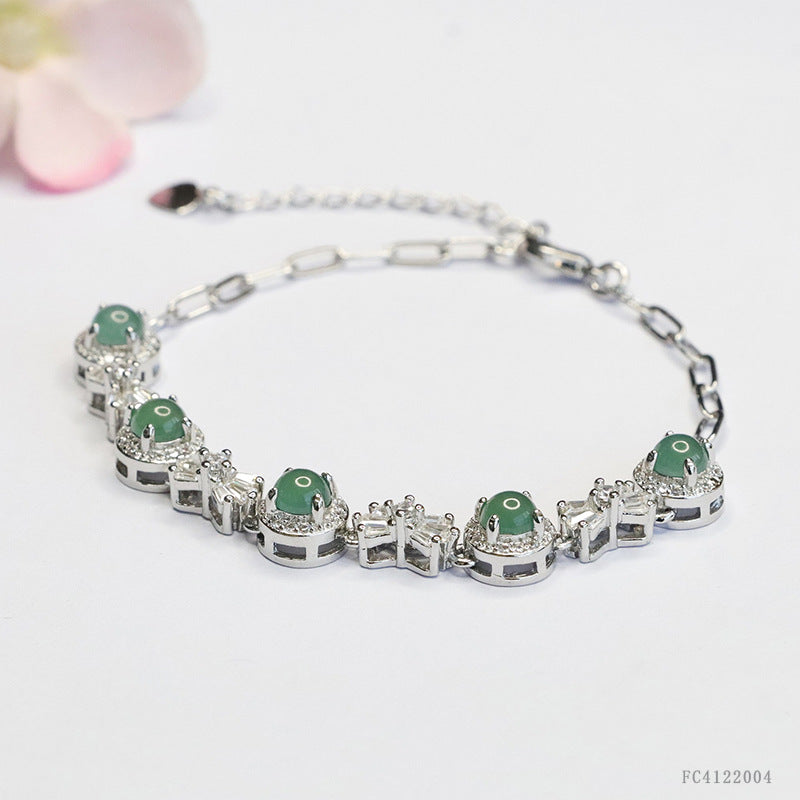 Blue Water Jadeite Bow Bracelet