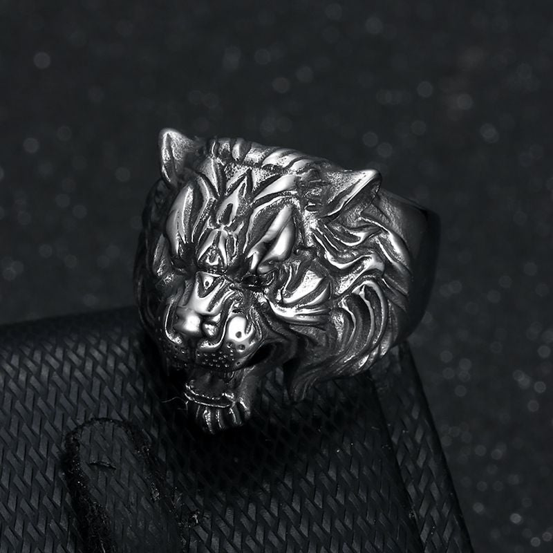 Tiger Head Stainless Steel Ring For Men Retro Punk Bold Statement Planderful Collection Everyday Genie