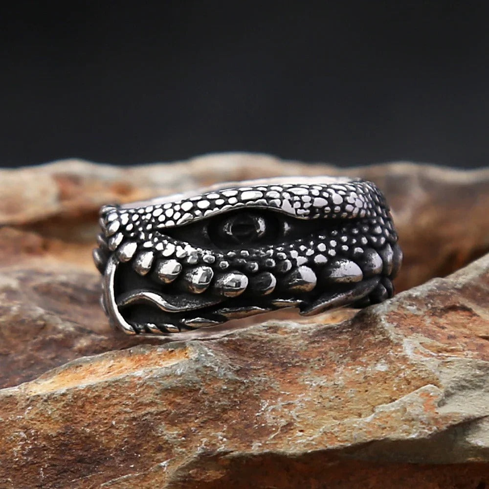 Punk Dragon Evil Eye Stainless Steel Men's Ring