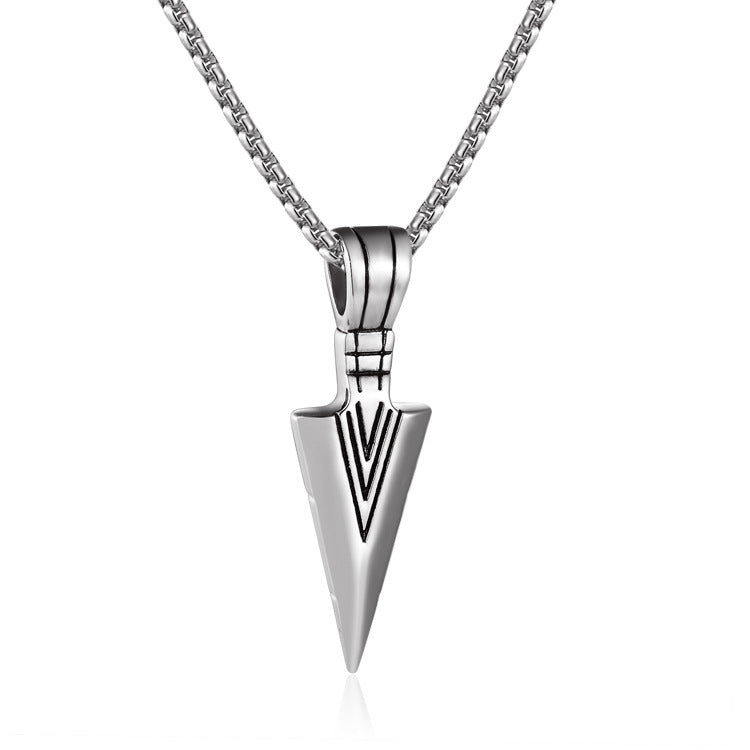 Arrow Pendant Necklace For Men By Planderful Stainless Steel Spearhead Style Personalized Punk Accessory