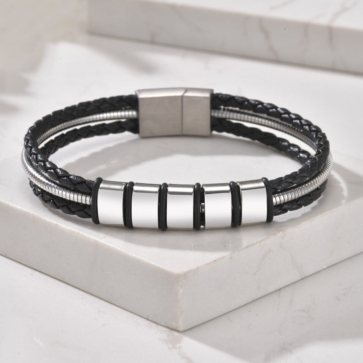 Vintage Black Stainless Steel Bracelet for Men