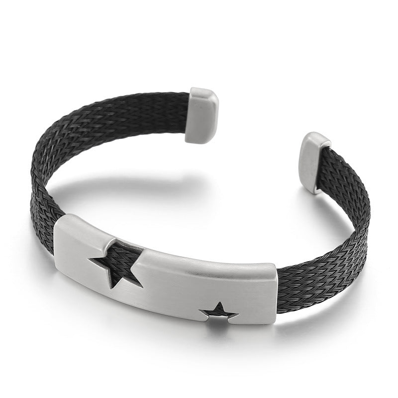 Atmosphere Five-Pointed Star Opening Men's Titanium Steel Bracelet