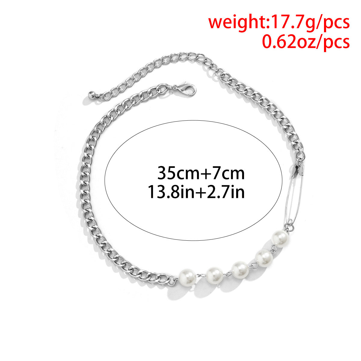 Planderful Vienna Verve Asymmetric Chain Necklace With Imitation Pearl For Women Statement Piece