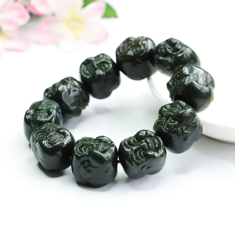 Green Buddha's Head Jade Bracelet