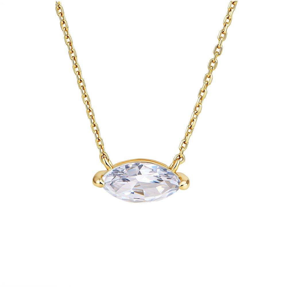 S925 Sterling Silver Horse'S Eye Zircon Pendant Necklace And