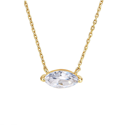 S925 Sterling Silver Horse'S Eye Zircon Pendant Necklace And