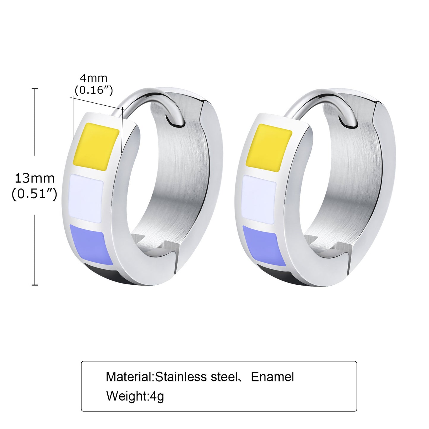 Planderful Unisex Stainless Steel Colorful Earrings