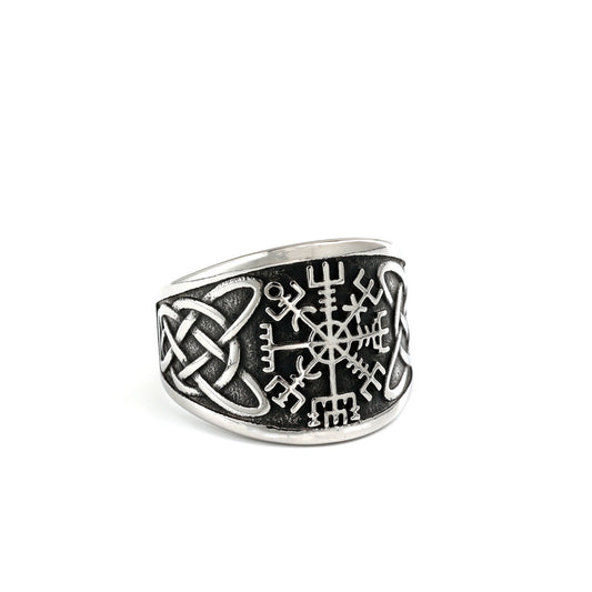 Vintage Viking Compass Stainless Steel Men's Ring