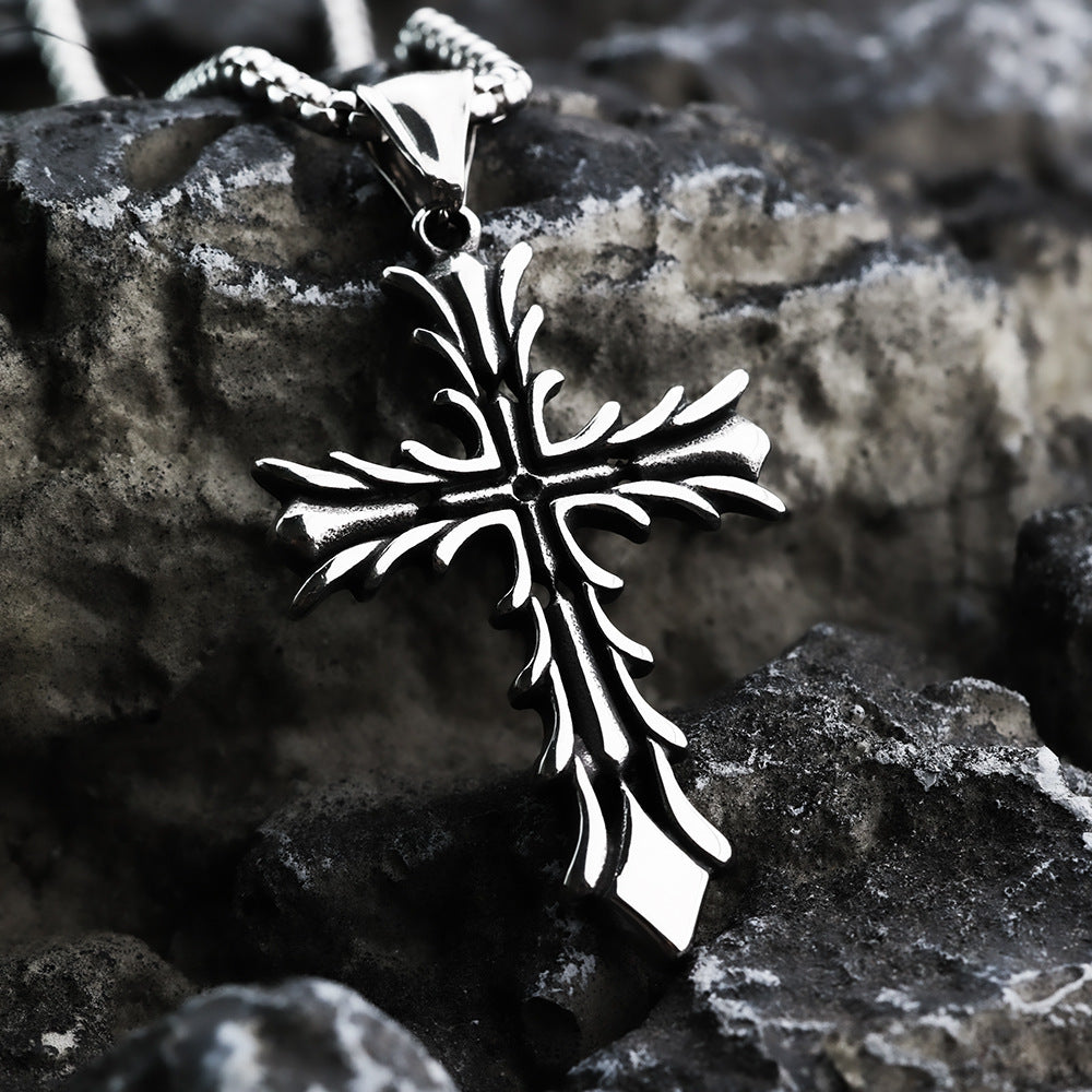 European And American Retro Stainless Steel Men's Pendant Fashionable Cross